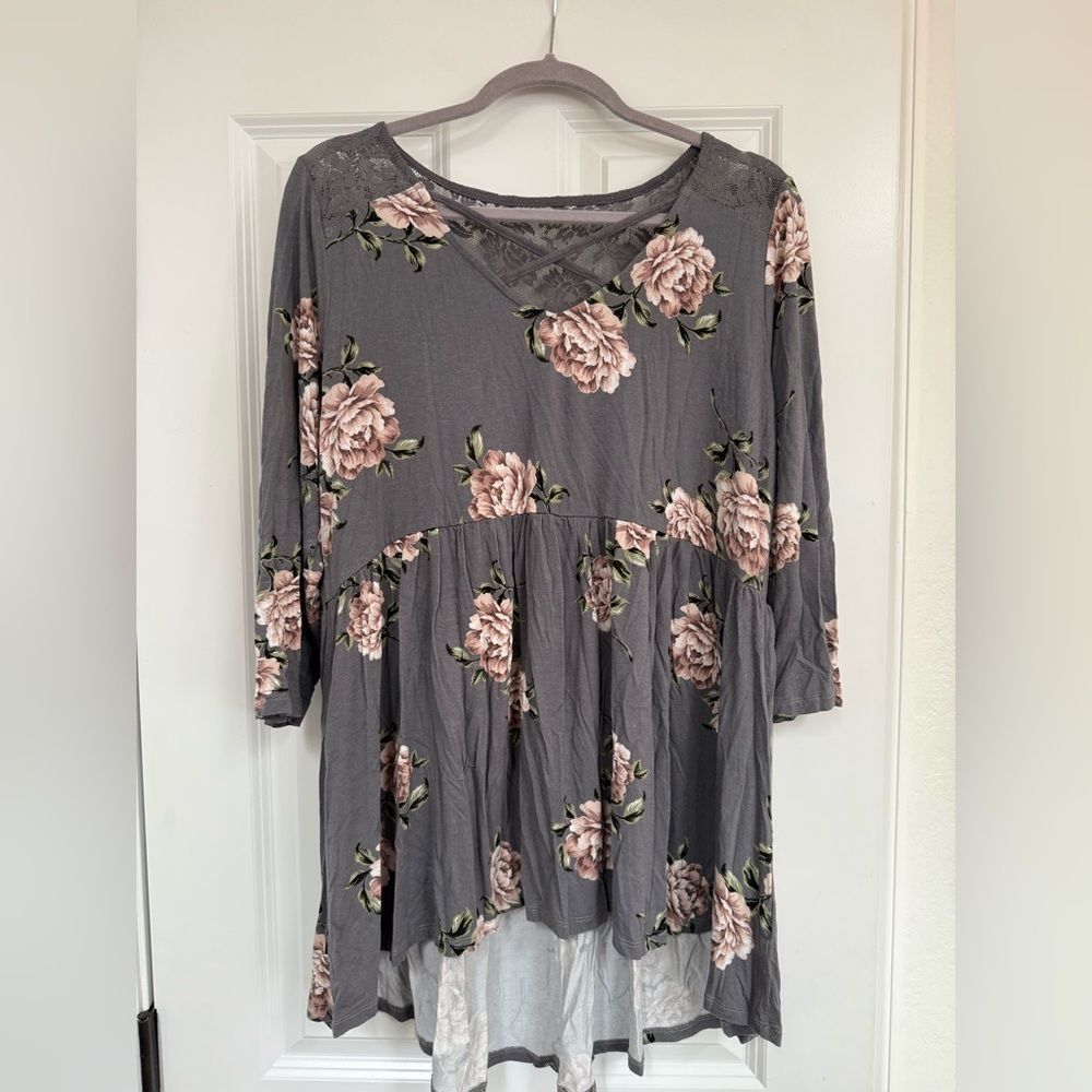 Torrid Gray Relaxed Tiered Blouse